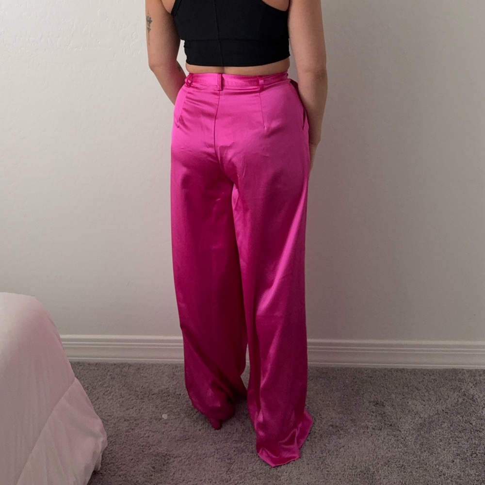 Windsor Fuchsia Satin Wide Leg Pants
